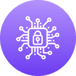 Purple icon with lock and circuit design.